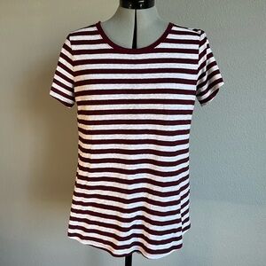 Striped Maroon and White Women's Top